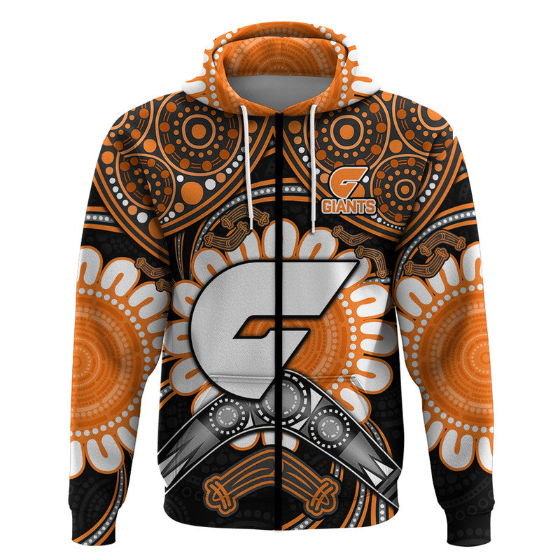 Giants Football Zip Up And Pullover Hoodie Boomerang Indigenous Dots LT9 - Vibe Hoodie Shop