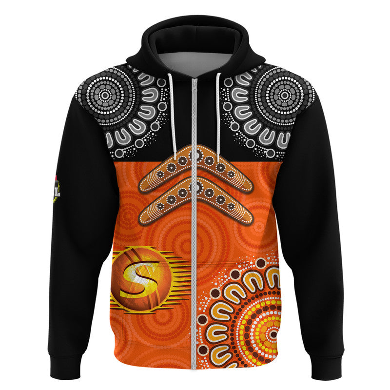 Perth Scorchers Cricket Zip Up And Pullover Hoodie Aboriginal Double Boomerang LT9 - Vibe Hoodie Shop