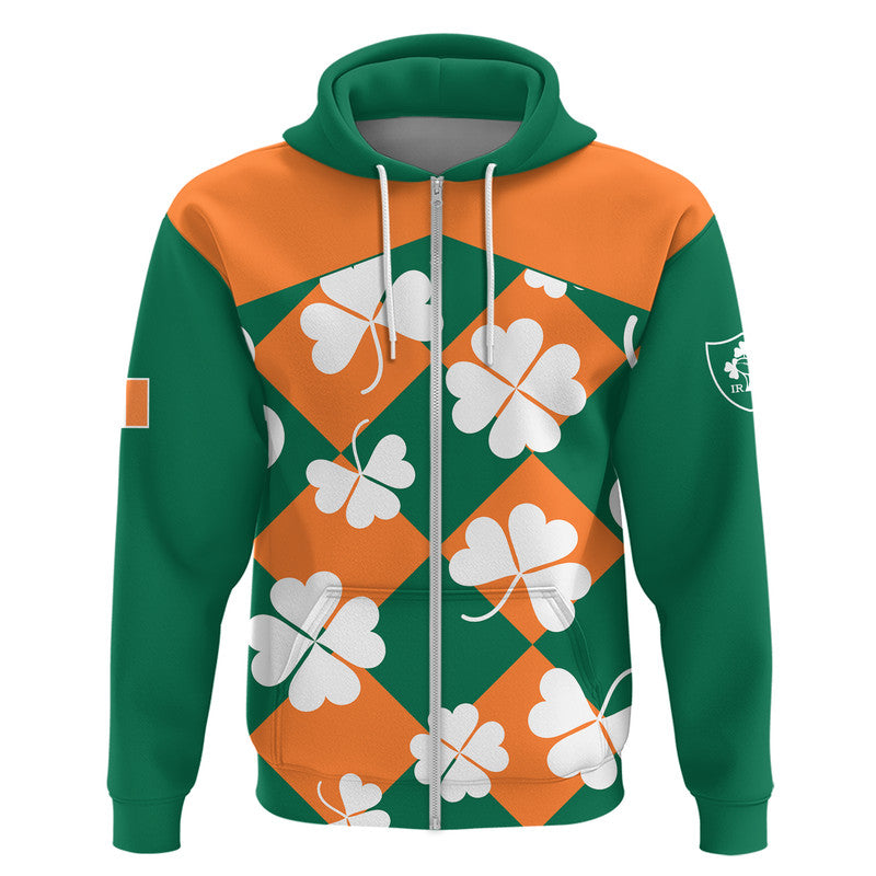 (Custom Text And Number) Ireland Rugby Sevens Zip Up And Pullover Hoodie Shamrock Sporty Style LT9 - Vibe Hoodie Shop