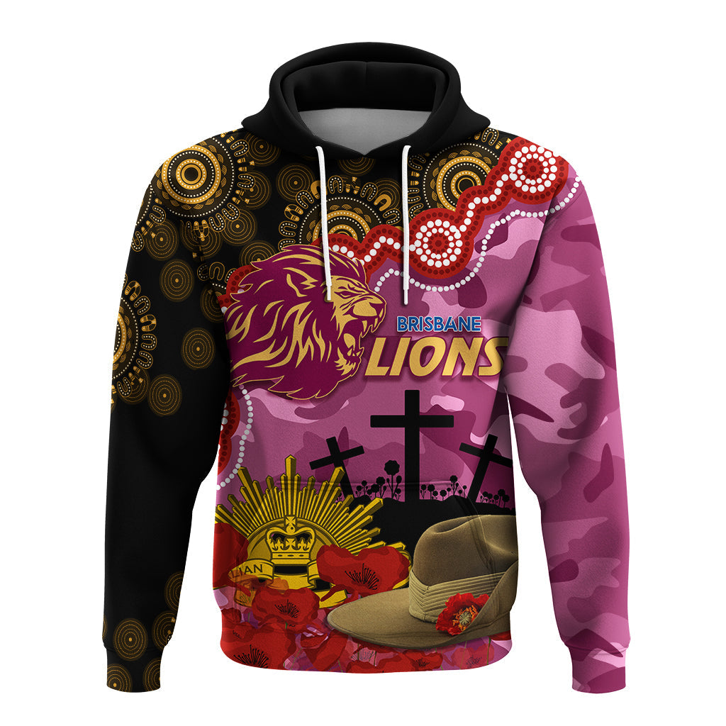 Lions Football ANZAC 2023 Hoodie Aboriginal Mix Slouch Hat LT7 - Vibe Hoodie Shop