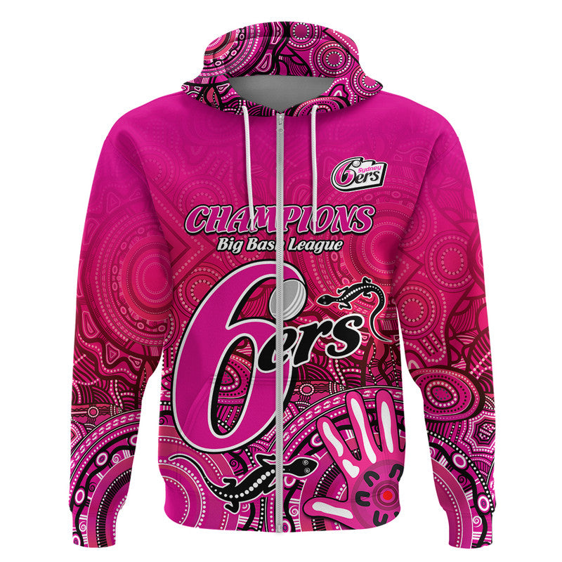Sydney Sixers Champions Zip Up And Pullover Hoodie Lizard Indigenous Aboriginal LT9 - Vibe Hoodie Shop