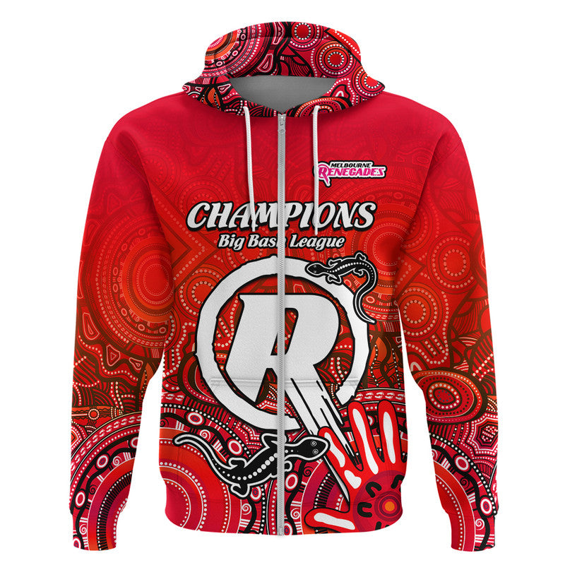 Melbourne Renegades Champions Zip Up And Pullover Hoodie Lizard Indigenous Aboriginal LT9 - Vibe Hoodie Shop