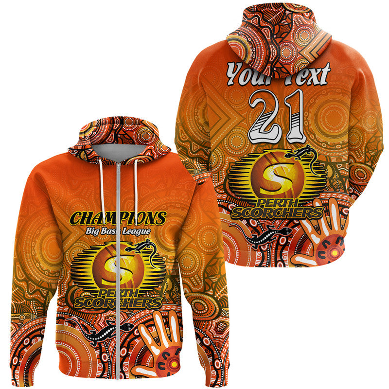 (Custom Personalised) Perth Scorchers Champions Zip Up And Pullover Hoodie Lizard Indigenous Aboriginal LT9 - Vibe Hoodie Shop