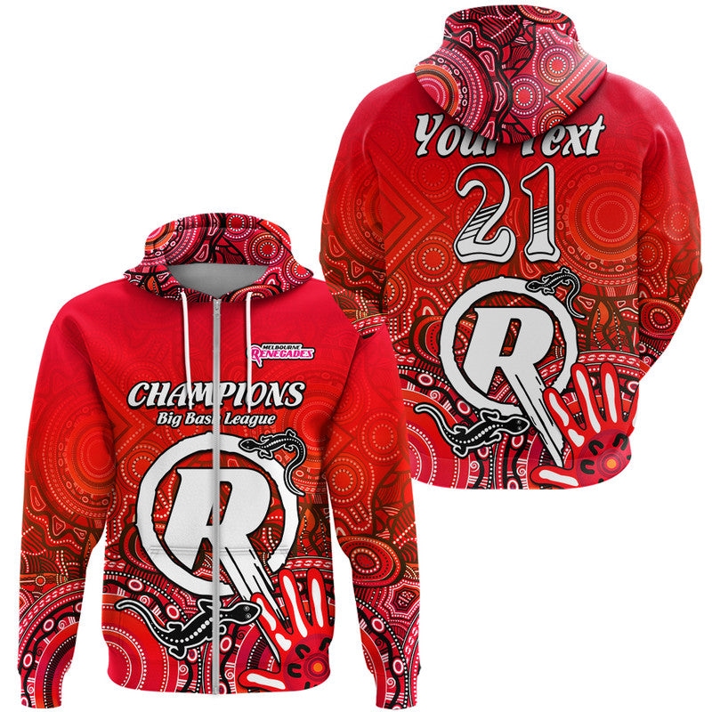 (Custom Personalised) Melbourne Renegades Champions Zip Up And Pullover Hoodie Lizard Indigenous Aboriginal LT9 - Vibe Hoodie Shop
