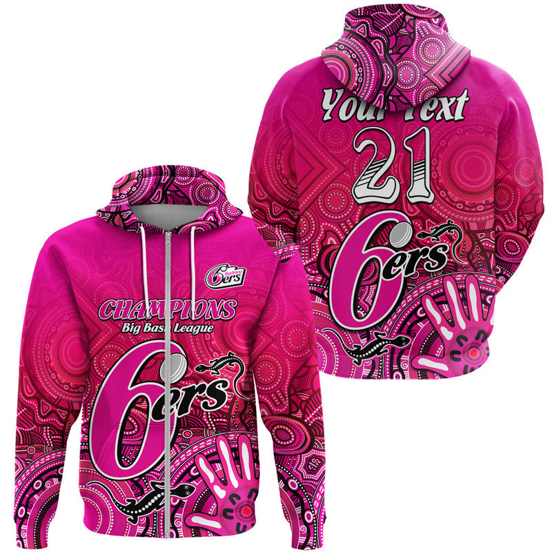 (Custom Personalised) Sydney Sixers Champions Zip Up And Pullover Hoodie Lizard Indigenous Aboriginal LT9 - Vibe Hoodie Shop