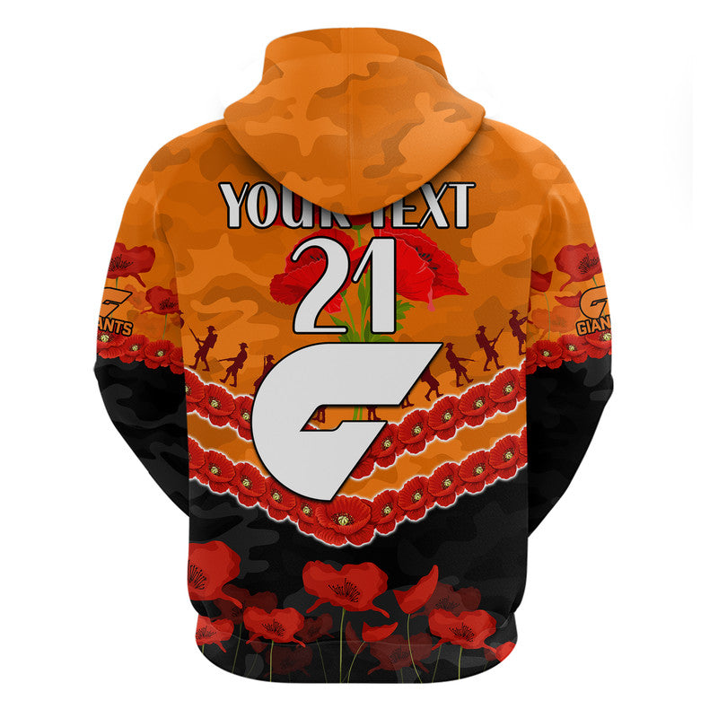 (Custom Personalised) GWS Giants Football ANZAC Zip Up And Pullover Hoodie Lest We Forget LT9 - Vibe Hoodie Shop