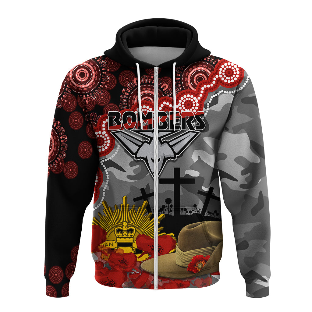 Bombers Football ANZAC 2023 Hoodie Aboriginal Mix Slouch Hat LT7 - Vibe Hoodie Shop