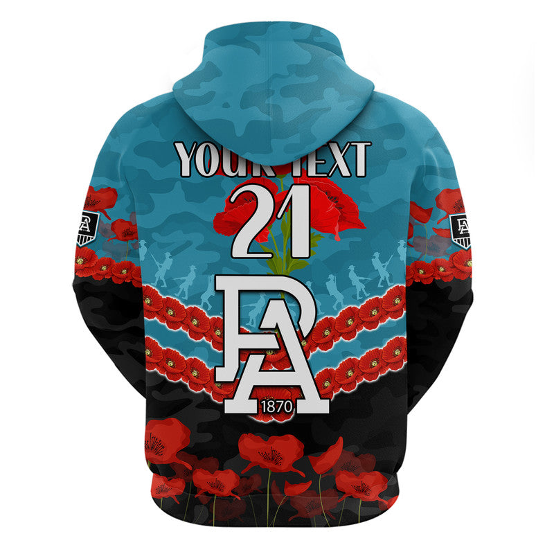 (Custom Personalised) Port Adelaide Power Football ANZAC Zip Up And Pullover Hoodie Lest We Forget LT9 - Vibe Hoodie Shop