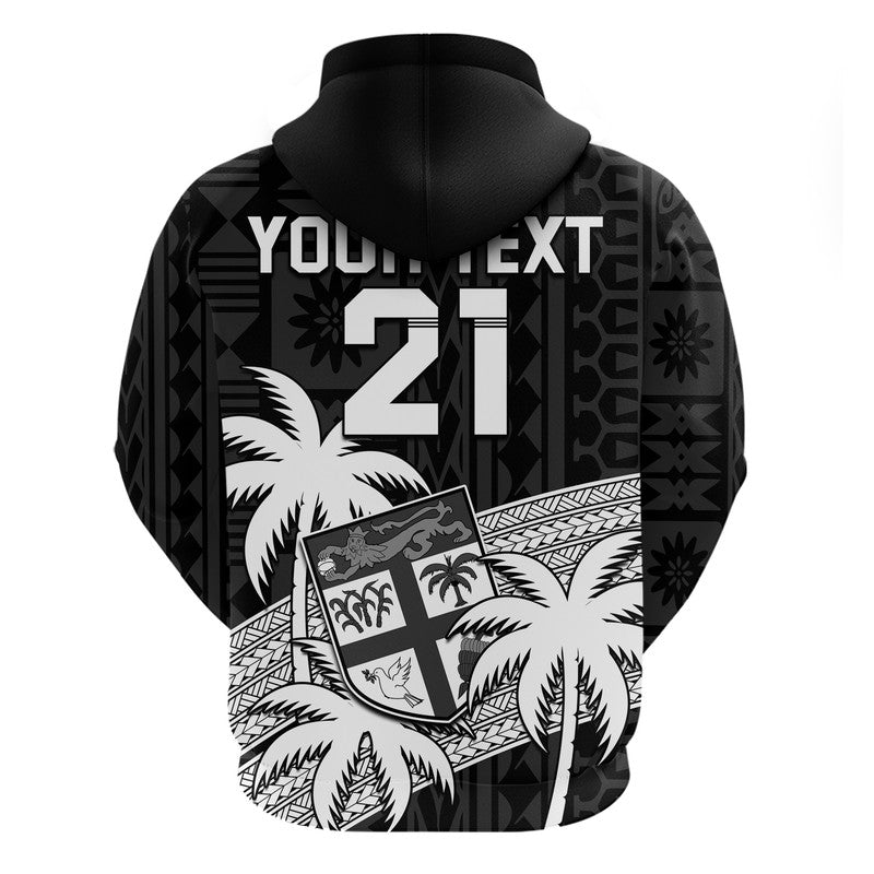 (Custom Text And Number) Fiji Rugby Sevens Zip Up And Pullover Hoodie Tapa Palm Tree and Fijian Coat of Arms LT9 - Vibe Hoodie Shop