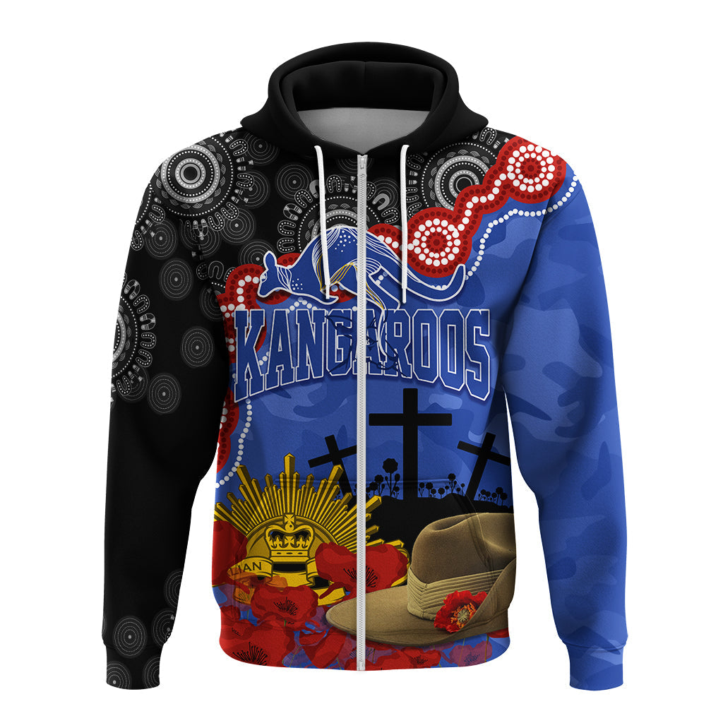 Kangaroos Football ANZAC 2023 Hoodie Aboriginal Mix Slouch Hat LT7 - Vibe Hoodie Shop