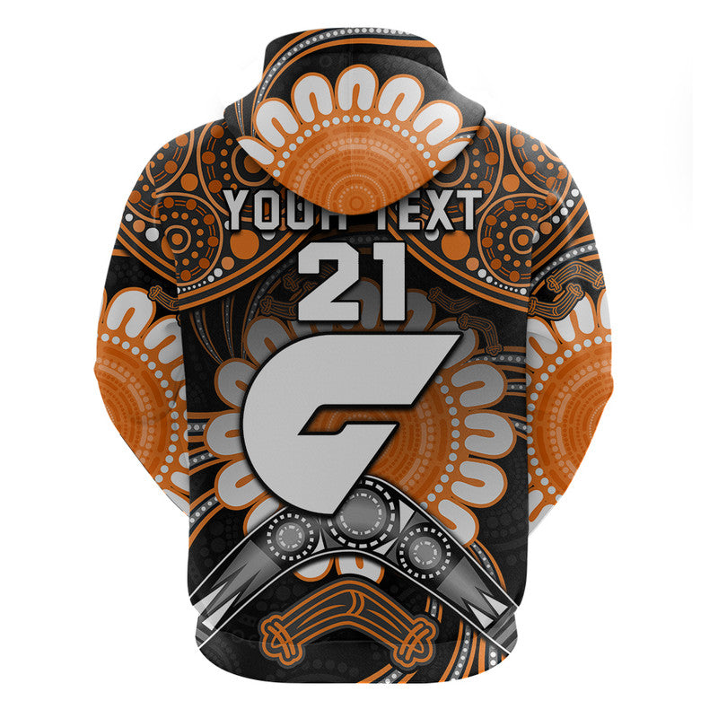 (Custom Personalised) Giants Football Zip Up And Pullover Hoodie Boomerang Indigenous Dots LT9 - Vibe Hoodie Shop