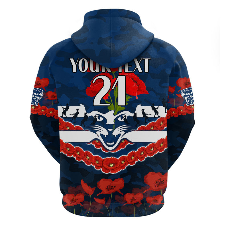 (Custom Personalised) Cats Football ANZAC Zip Up And Pullover Hoodie Lest We Forget LT9 - Vibe Hoodie Shop
