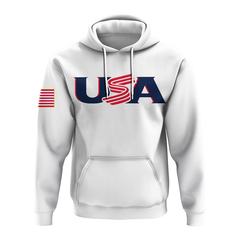 (Custom Personalised And Number) Baseball 2023 USA Hoodie White Style LT6 - Vibe Hoodie Shop