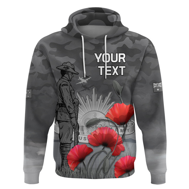 (Custom Personalised) Remembrance Day Zip Up And Pullover Hoodie Soldier Australian Army Rising Sun With Red Poppy LT9 - Vibe Hoodie Shop