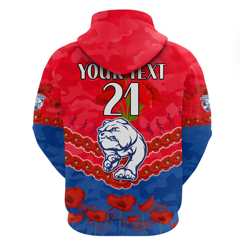 (Custom Personalised) Western Bulldogs Football ANZAC Zip Up And Pullover Hoodie Lest We Forget LT9 - Vibe Hoodie Shop