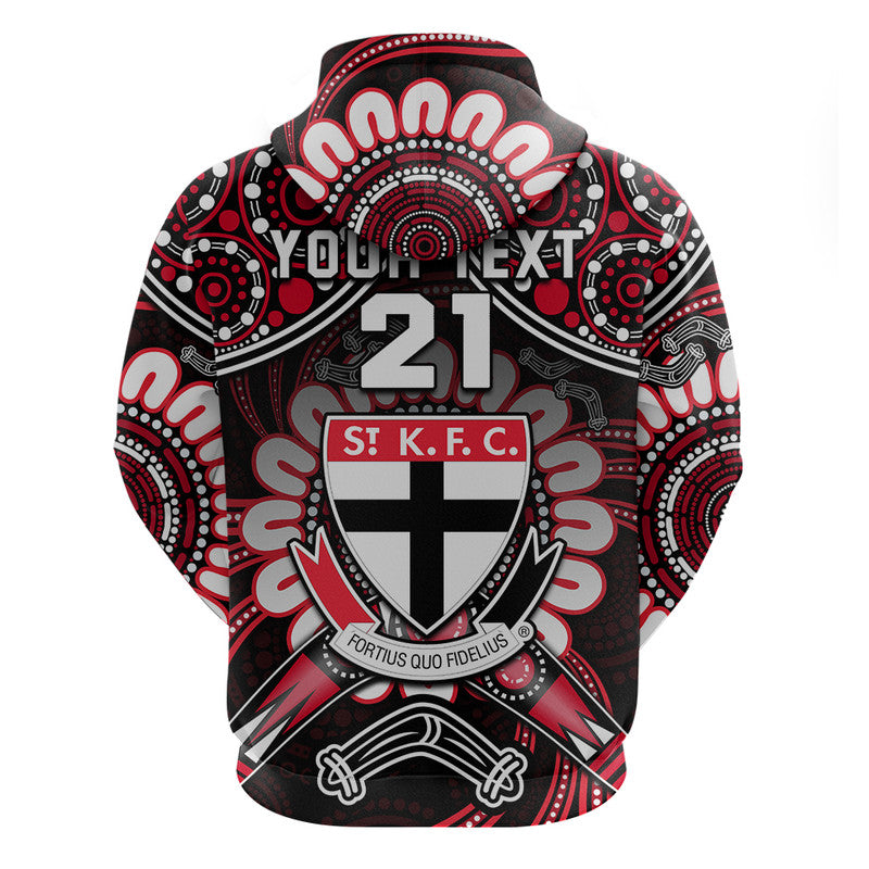(Custom Personalised) St Kilda Saints Zip Up And Pullover Hoodie Boomerang Indigenous Dots LT9 - Vibe Hoodie Shop