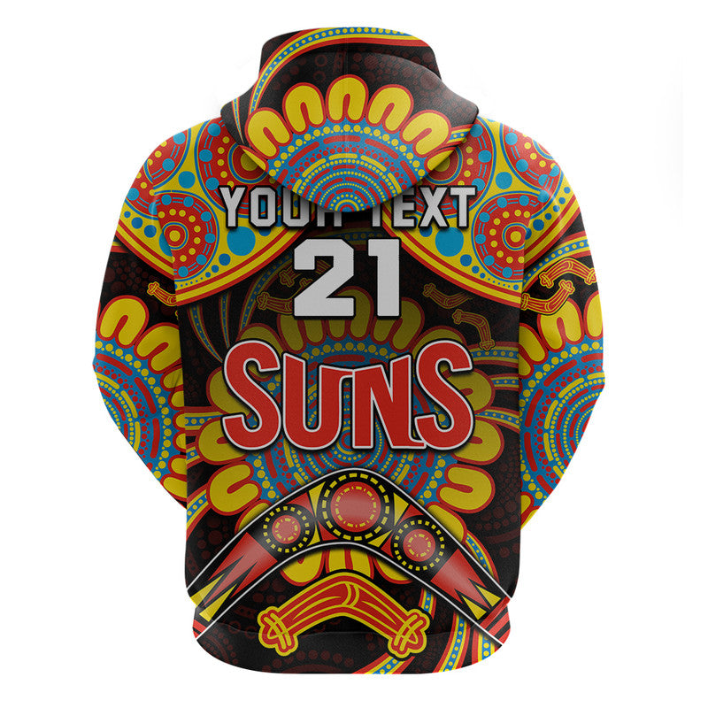 (Custom Personalised) Suns Football Zip Up And Pullover Hoodie Boomerang Indigenous Dots LT9 - Vibe Hoodie Shop
