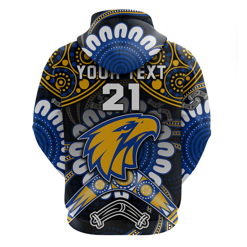 (Custom Personalised) West Coast Eagles Zip Up And Pullover Hoodie Boomerang Indigenous Dots LT9 - Vibe Hoodie Shop