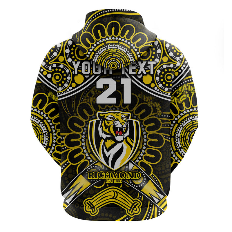 (Custom Personalised) Richmond Tigers Football Zip Up And Pullover Hoodie Boomerang Indigenous Dots LT9 - Vibe Hoodie Shop