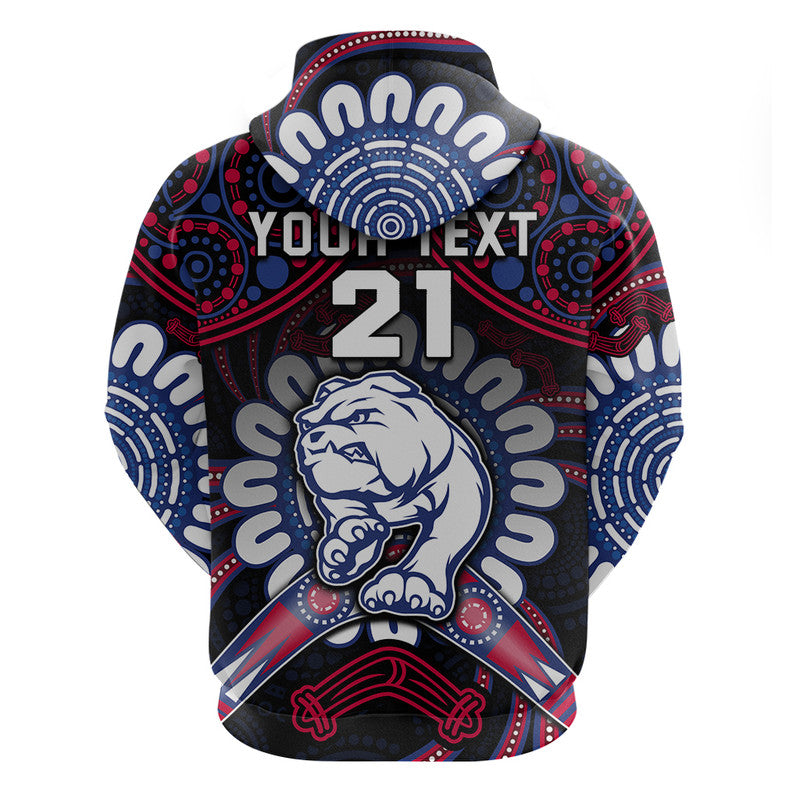 (Custom Personalised) Western Bulldogs Football Zip Up And Pullover Hoodie Boomerang Indigenous Dots LT9 - Vibe Hoodie Shop