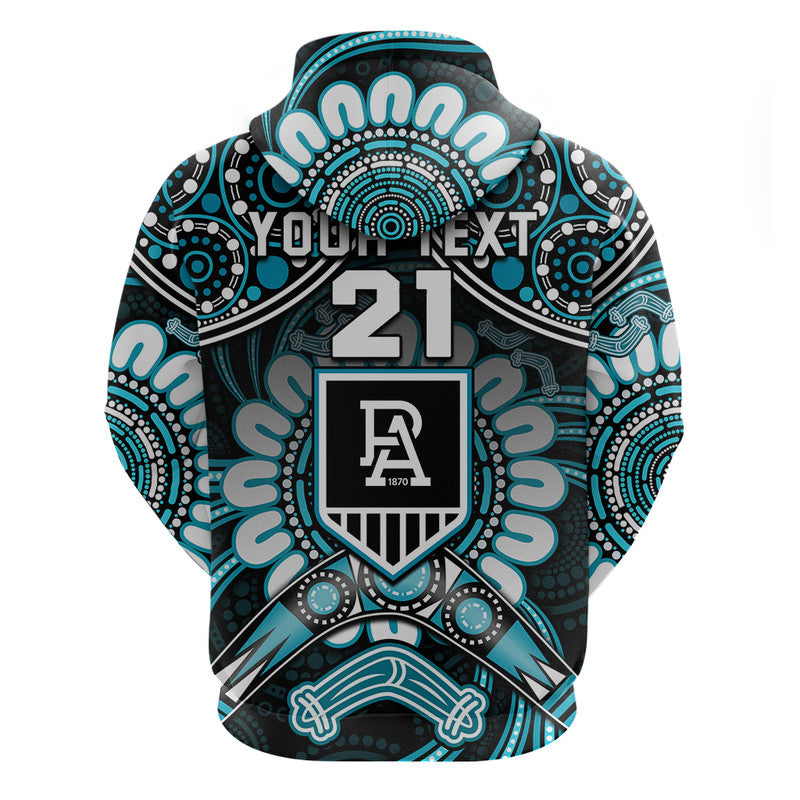 (Custom Personalised) Port Adelaide Power Zip Up And Pullover Hoodie Boomerang Indigenous Dots LT9 - Vibe Hoodie Shop