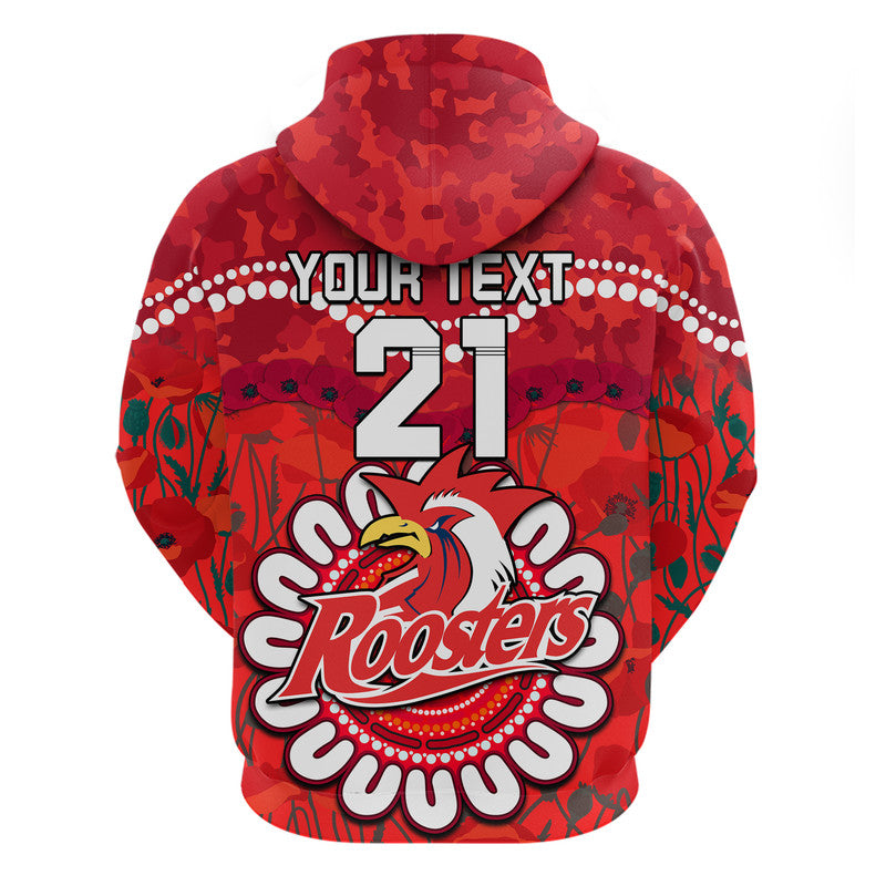 (Custom Personalised) Roosters Rugby ANZAC Zip Up And Pullover Hoodie Camouflage Poppy LT9 - Vibe Hoodie Shop
