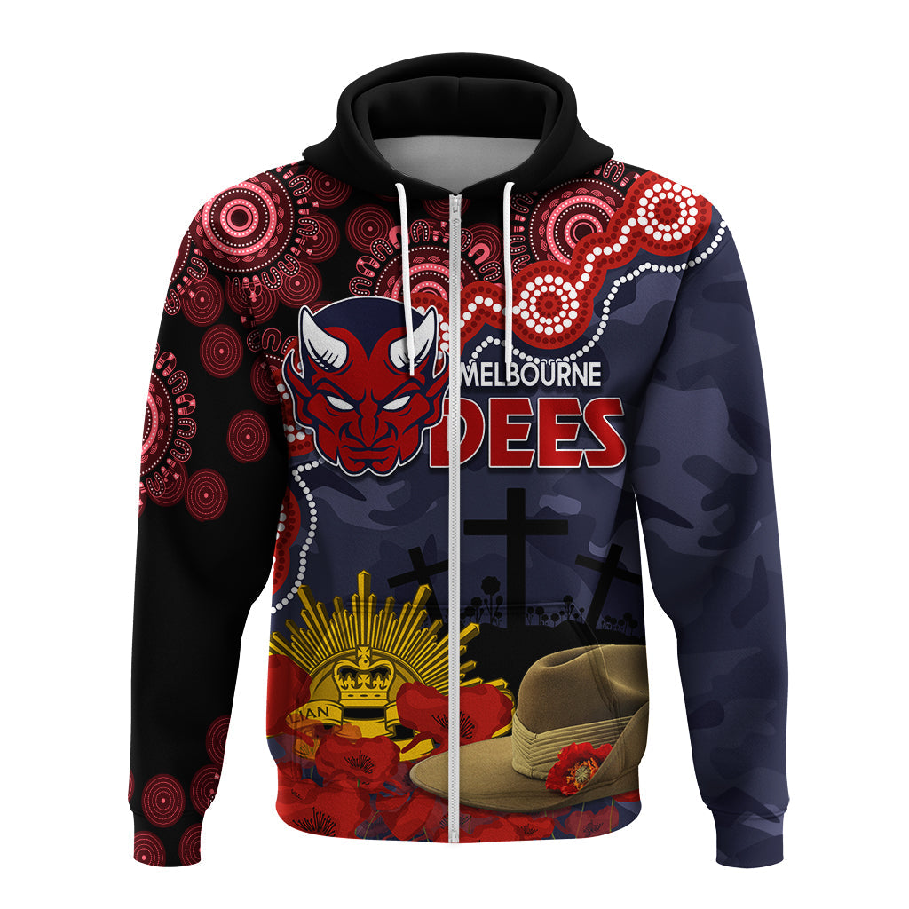 Melbourne Dees Football ANZAC 2023 Hoodie Aboriginal Mix Slouch Hat LT7 - Vibe Hoodie Shop