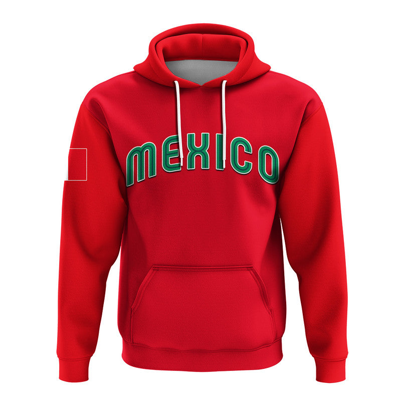 (Custom Personalised And Number) Baseball 2023 Mexico Hoodie Red Style LT6 - Vibe Hoodie Shop