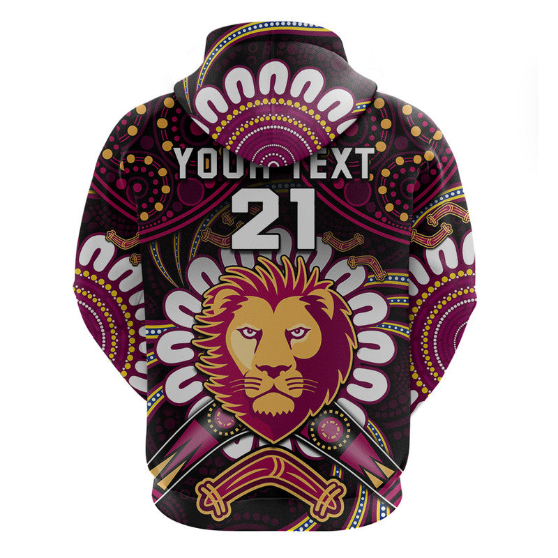 (Custom Personalised) Brisbane Lions Football Zip Up And Pullover Hoodie Boomerang Indigenous Dots LT9 - Vibe Hoodie Shop