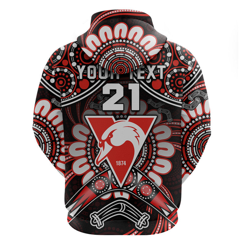 (Custom Personalised) Swans Football Zip Up And Pullover Hoodie Boomerang Indigenous Dots LT9 - Vibe Hoodie Shop