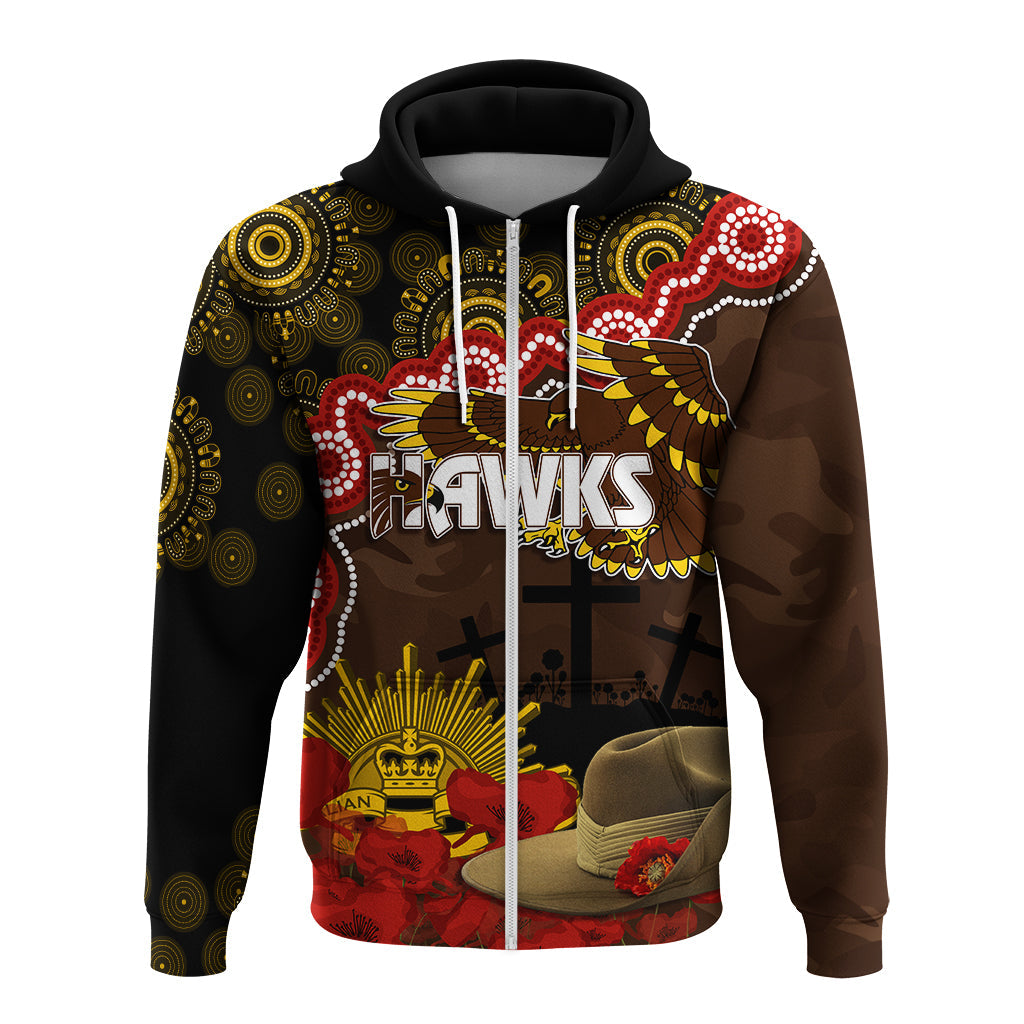 Hawks Football ANZAC 2023 Hoodie Aboriginal Mix Slouch Hat LT7 - Vibe Hoodie Shop