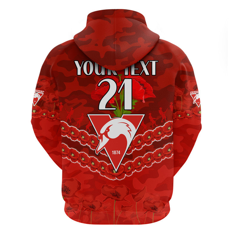 (Custom Personalised) Swans Football ANZAC Zip Up And Pullover Hoodie Lest We Forget LT9 - Vibe Hoodie Shop