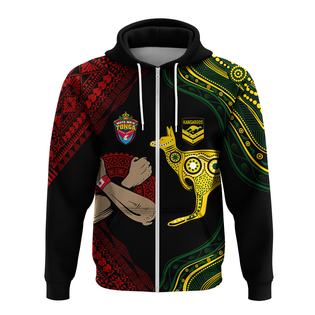Personalised Aussie Kangaroos Mix Mate Maa Tonga Hoodie Aboriginal with Kupesi LT7 - Vibe Hoodie Shop