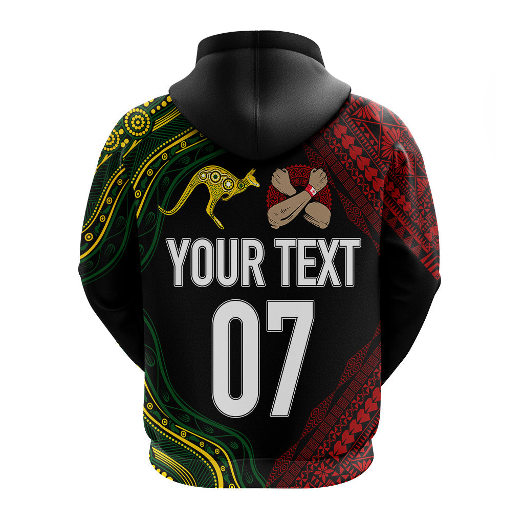 Personalised Aussie Kangaroos Mix Mate Maa Tonga Hoodie Aboriginal with Kupesi LT7 - Vibe Hoodie Shop