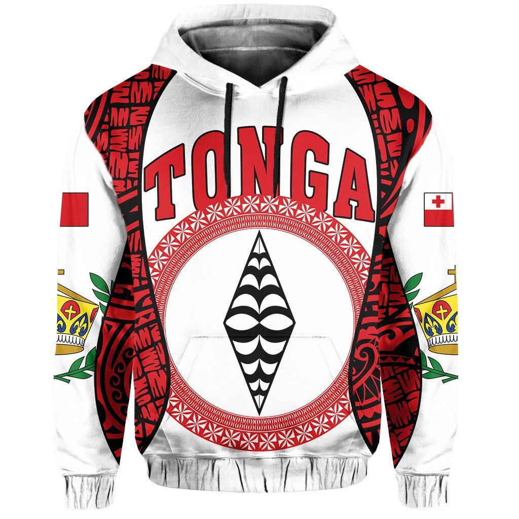 Hoodie Tonga - Polynesia Lauhala Tokelau Feletoa Coat Of Arms - Gel Style - White - Vibe Hoodie Shop