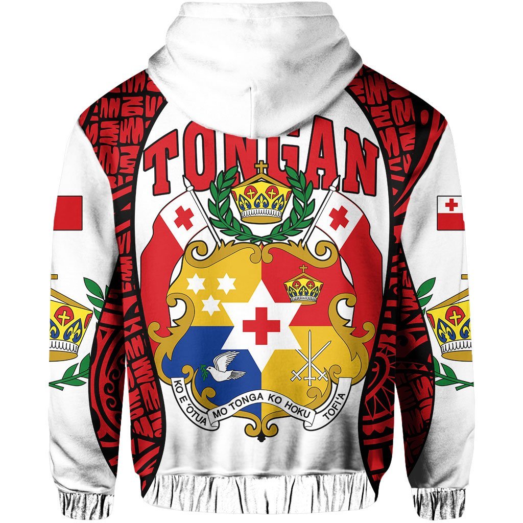 Hoodie Tonga - Polynesia Lauhala Tokelau Feletoa Coat Of Arms - Gel Style - White - Vibe Hoodie Shop