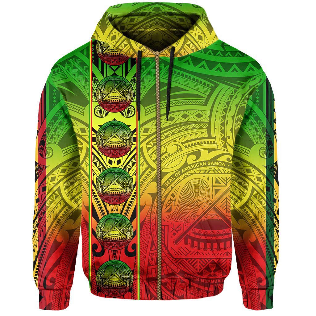 American Samoa Hoodie Zip - Rasta Life Style - Vibe Hoodie Shop