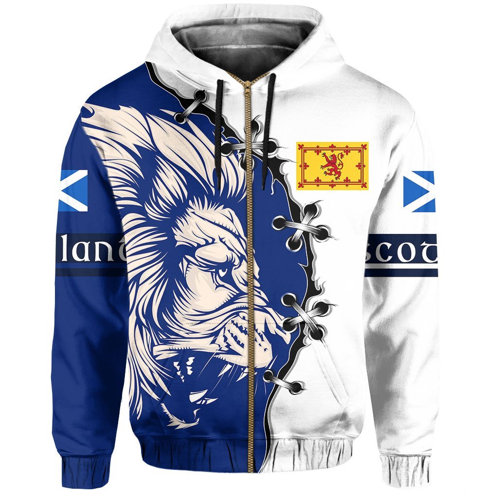 Scotland Hoodie Zip - Lion Coat Of Arms - Cinch Style - Vibe Hoodie Shop