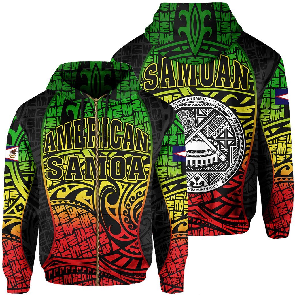 American Samoa Reggae Hoodie Zip - Gel Style - Vibe Hoodie Shop