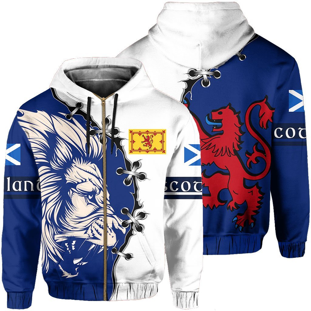 Scotland Hoodie Zip - Lion Coat Of Arms - Cinch Style - Vibe Hoodie Shop