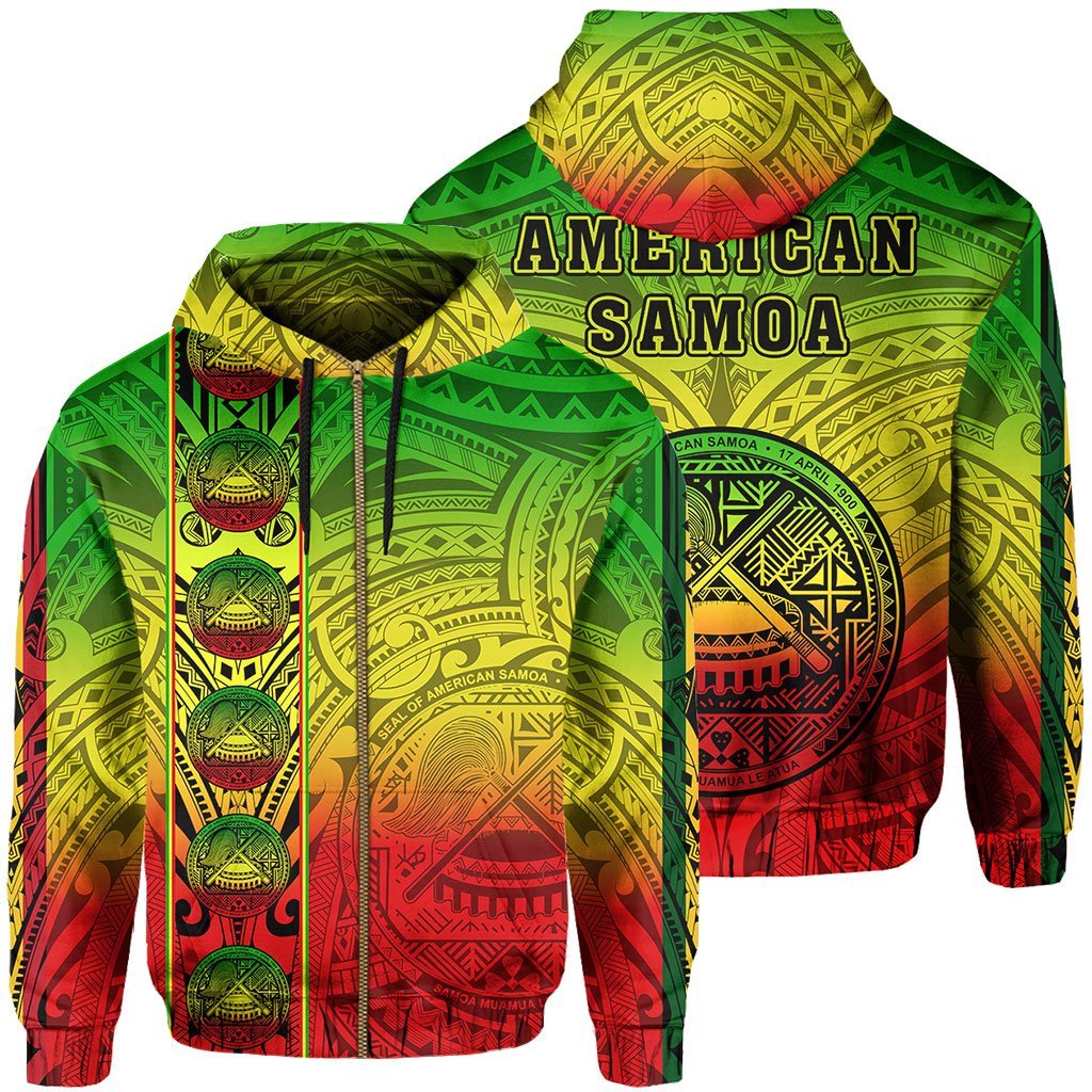 American Samoa Hoodie Zip - Rasta Life Style - Vibe Hoodie Shop