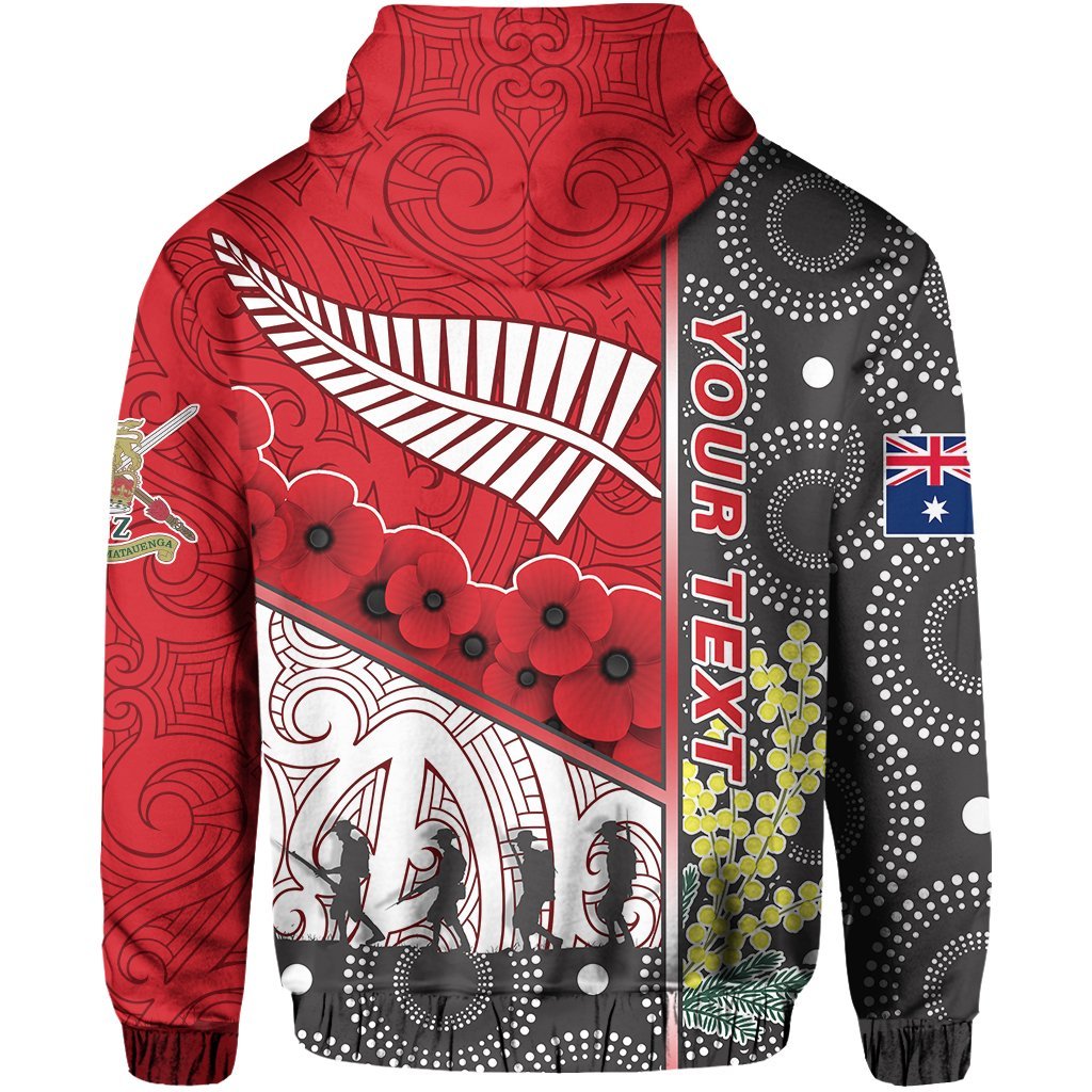 (Custom Personalised) ANZAC Day - Lest We Forget Zip Hoodie Australia Indigenous and New Zealand Maori - Red - Vibe Hoodie Shop