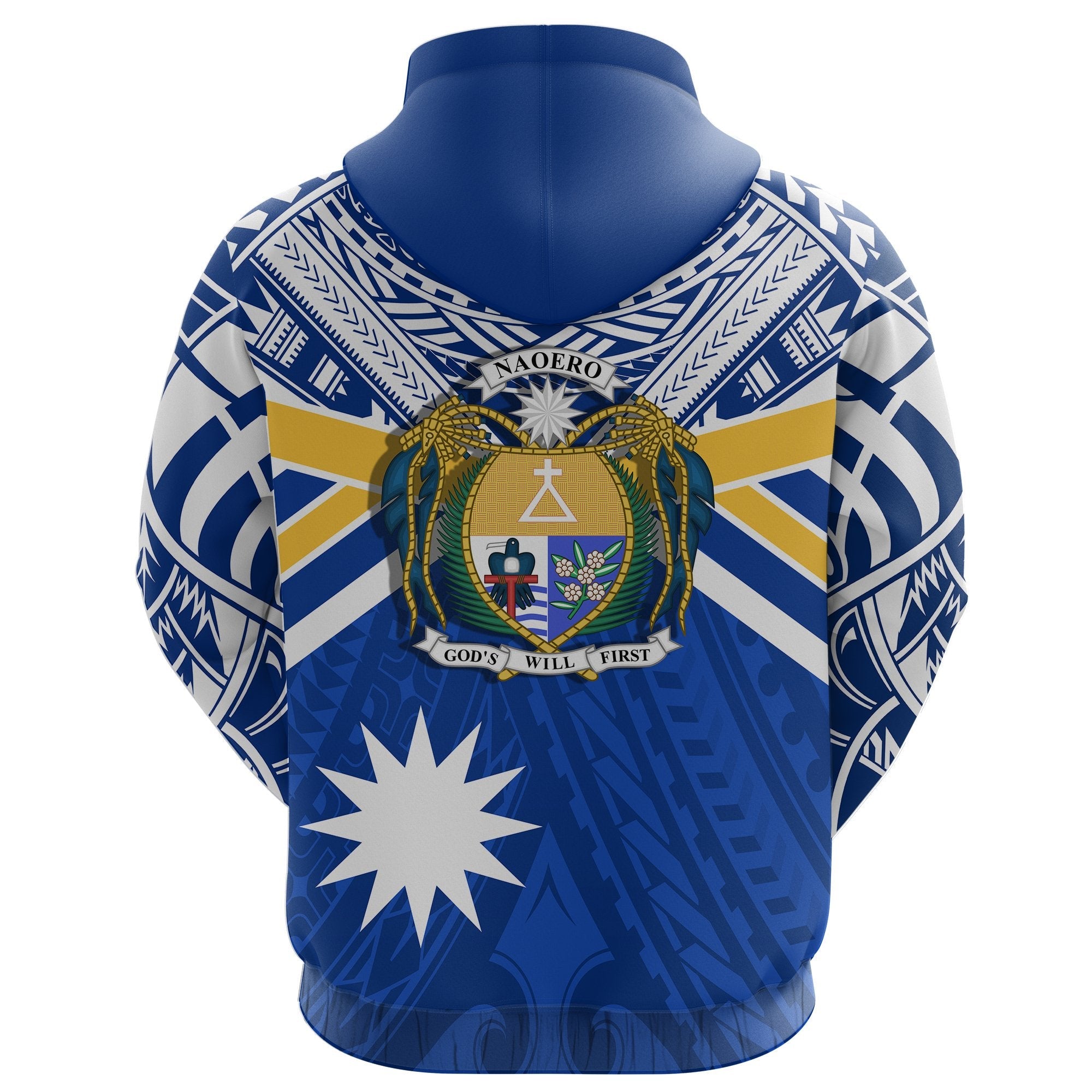 Nauru Rugby Zip Hoodie Symbol Star Polynesian - Vibe Hoodie Shop