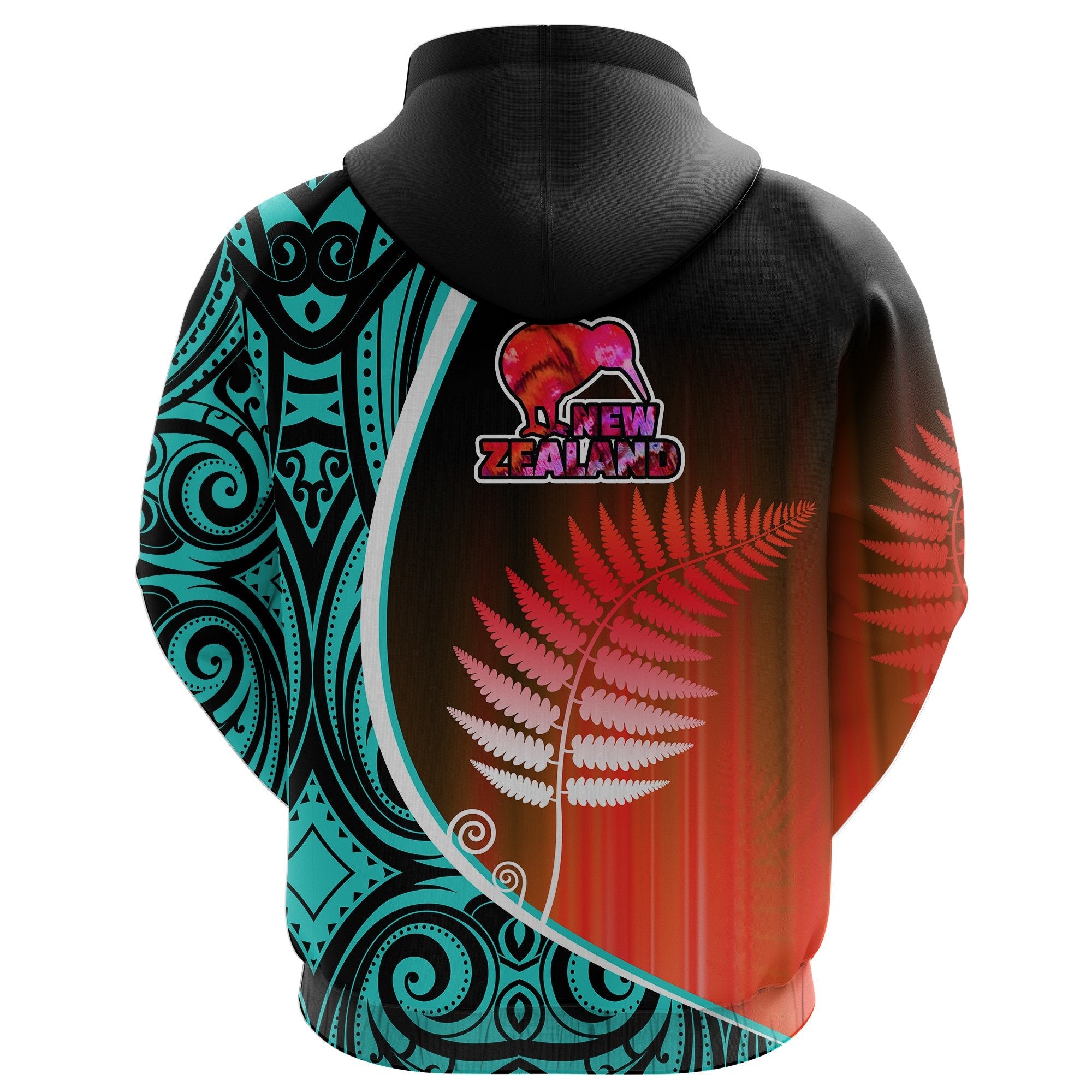 Aotearoa Rugby Black Maori Zip Hoodie Kiwi and Silver Fern New Zealand - Blue - Vibe Hoodie Shop