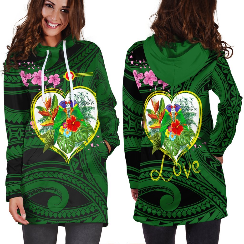 American Samoa Hoodie Dress - The Love Of Blue Crowned Lory - Vibe Hoodie Shop