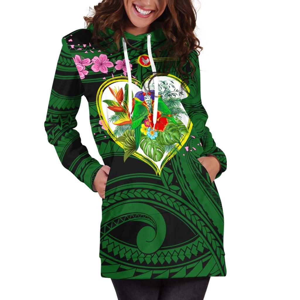 American Samoa Hoodie Dress - The Love Of Blue Crowned Lory - Vibe Hoodie Shop