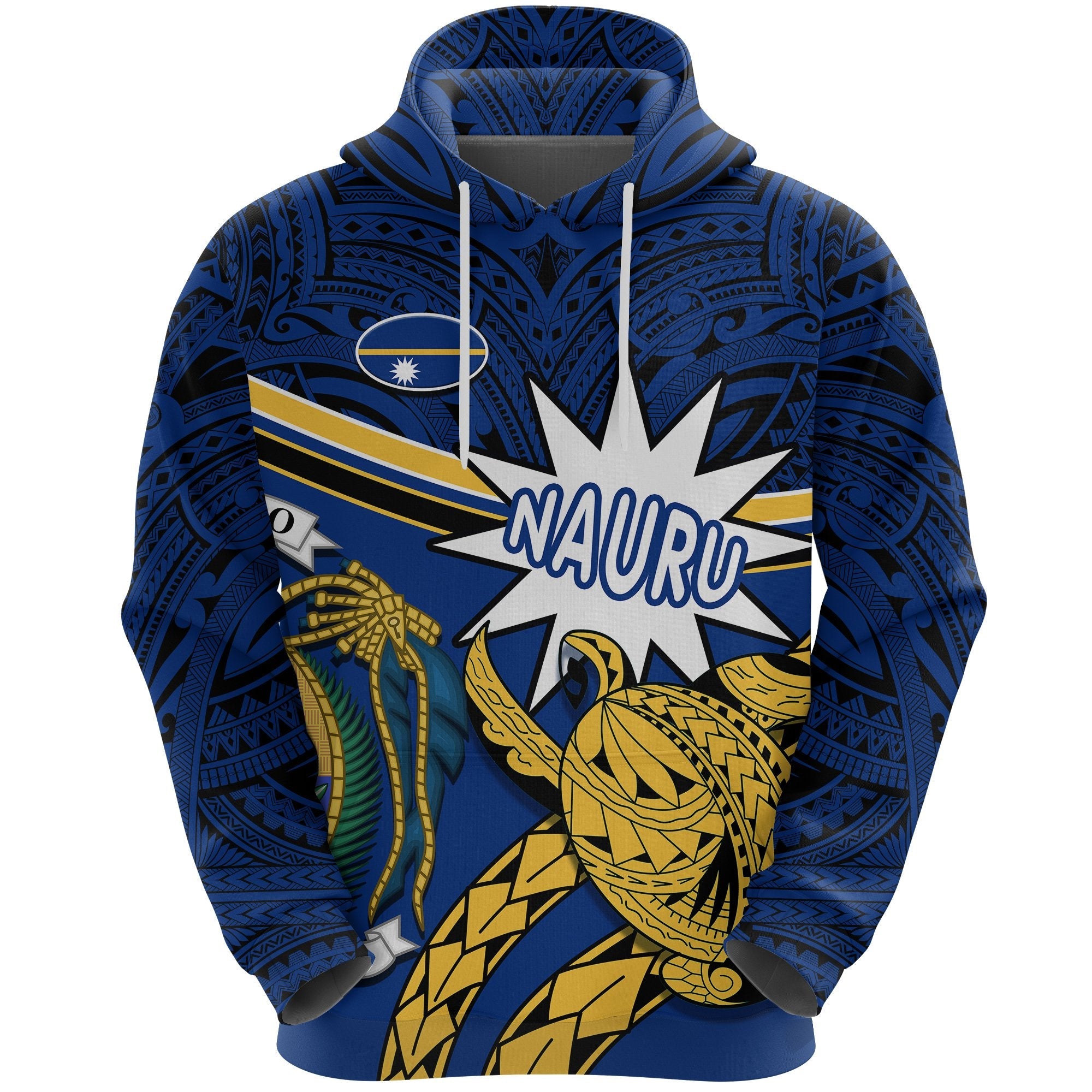 Nauru Rugby Hoodie Version Turtle Polynesian - Vibe Hoodie Shop