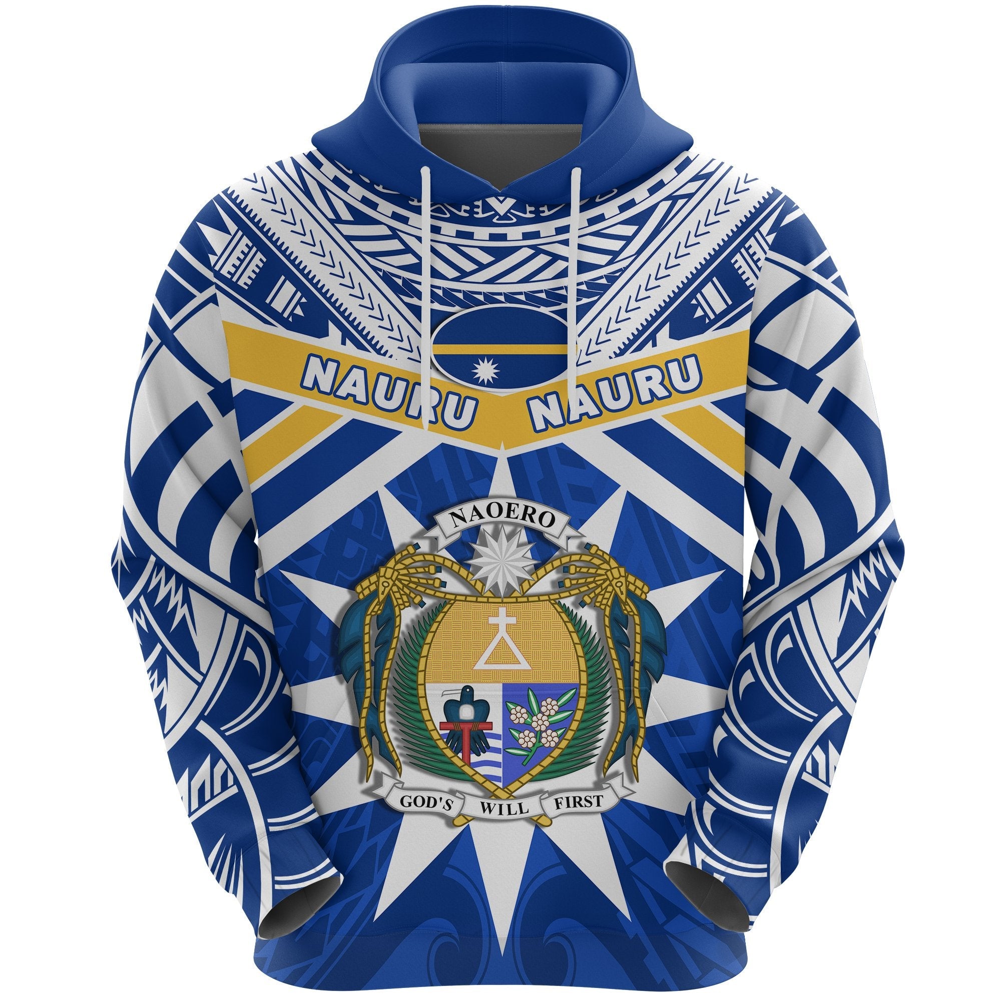 Nauru Rugby Hoodie Symbol Star Polynesian - Vibe Hoodie Shop