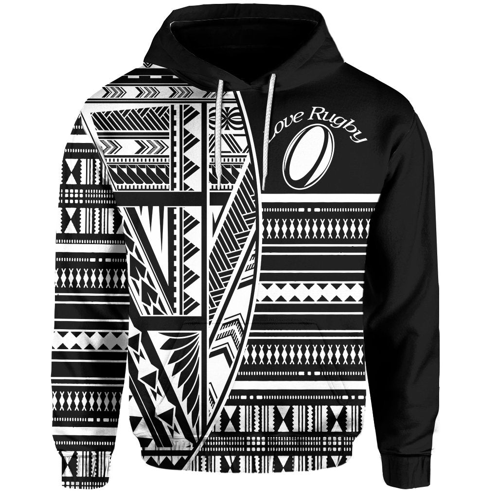 (Custom Personalised) Polynesian Rugby Hoodie With Love - Custom Text and Number - Vibe Hoodie Shop