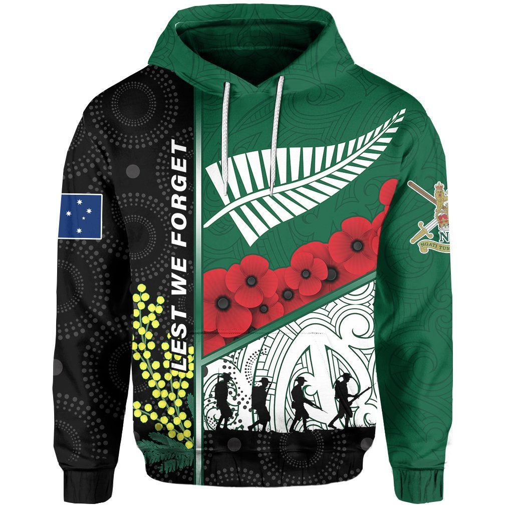 (Custom Personalised) ANZAC Day - Lest We Forget Hoodie Australia Indigenous and New Zealand Maori - Vibe Hoodie Shop